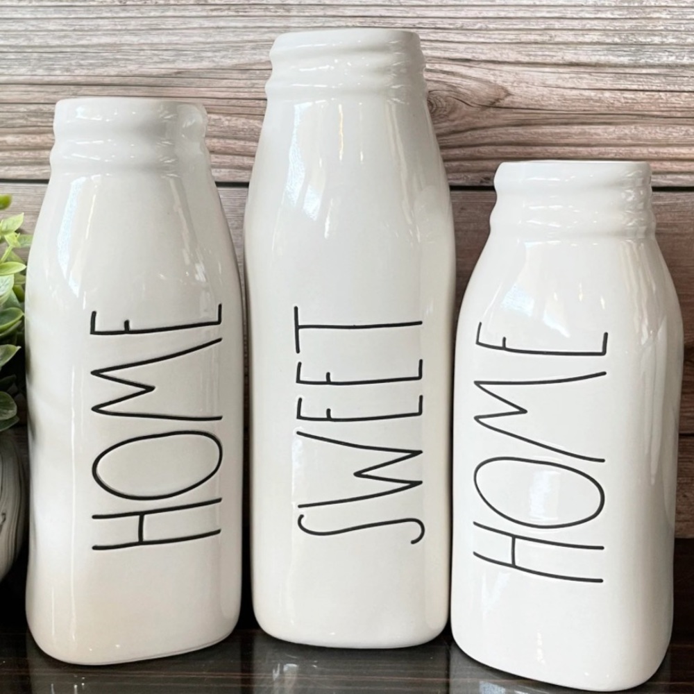 Rae Dunn Artisan Collection Home Sweet Home Flower Vases Set